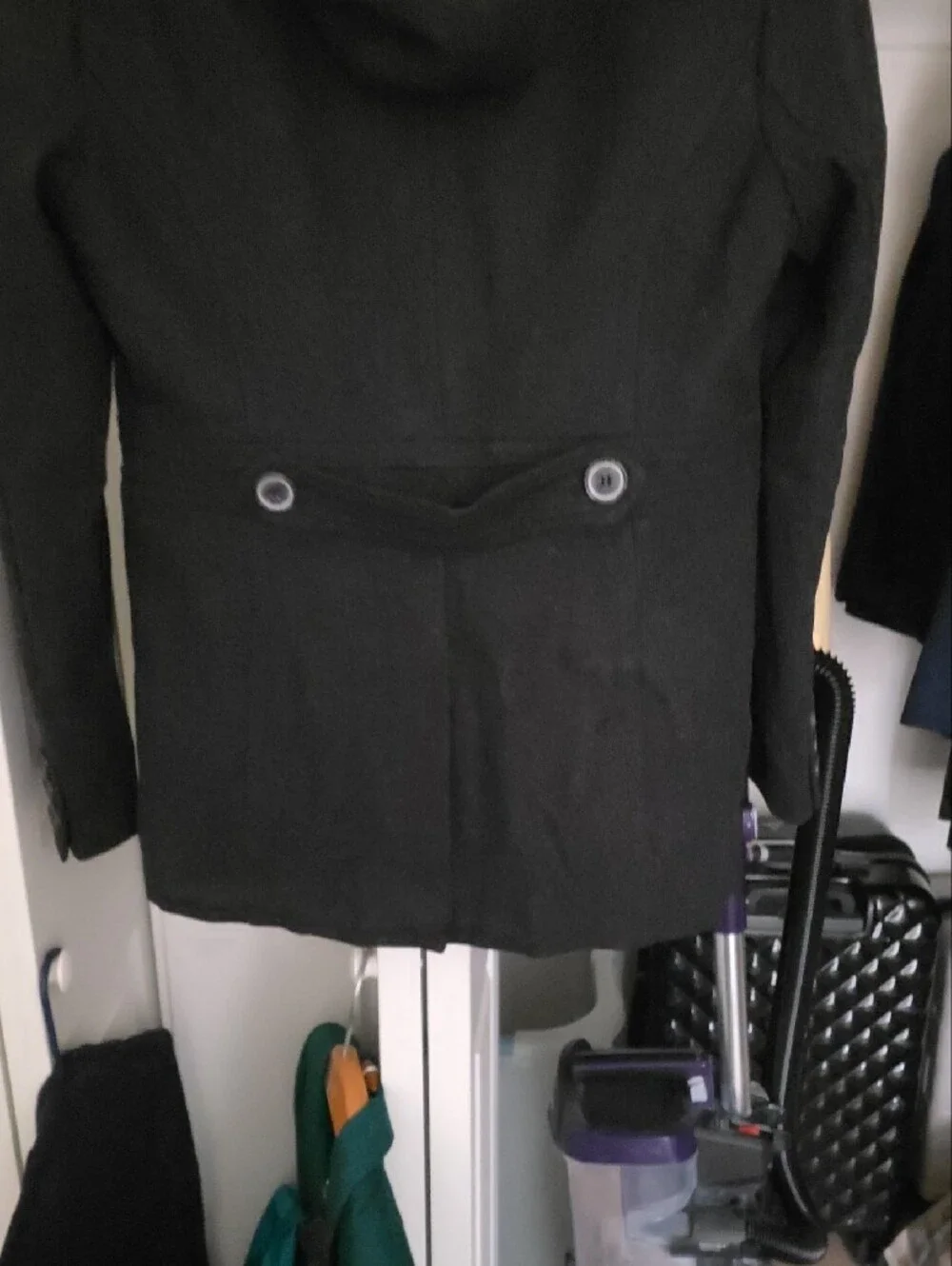 St. John's Bay Black Hooded Zip Jacket Lined Wool Like New
